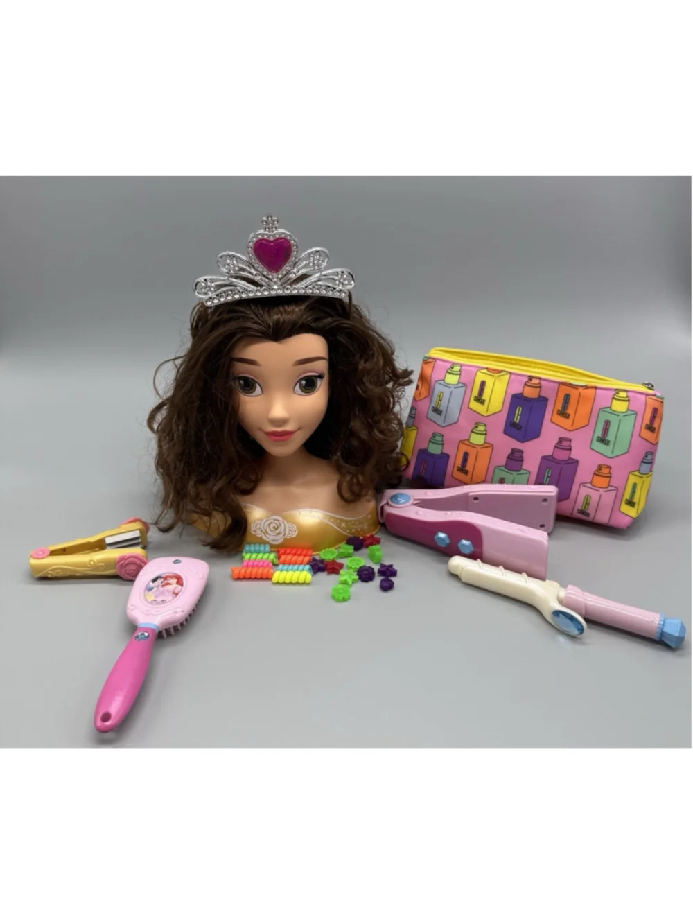 Disney Princess Belle Styling Head & Vanity Set Play Pretend Hair Set Accessory